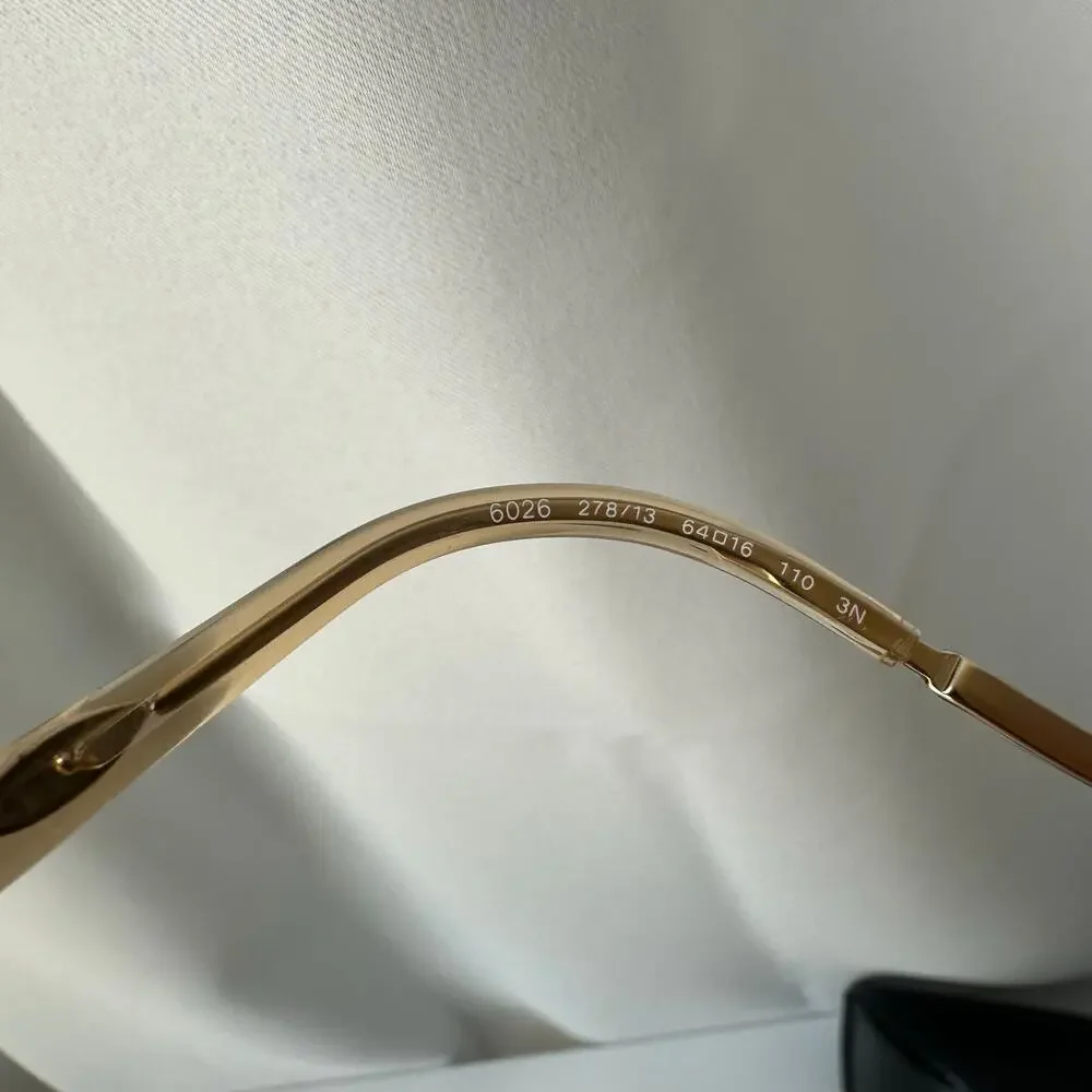 Bvlgari 6026 Oversized Sunglasses Gold Brown Gradient Logo Temple w/ Case